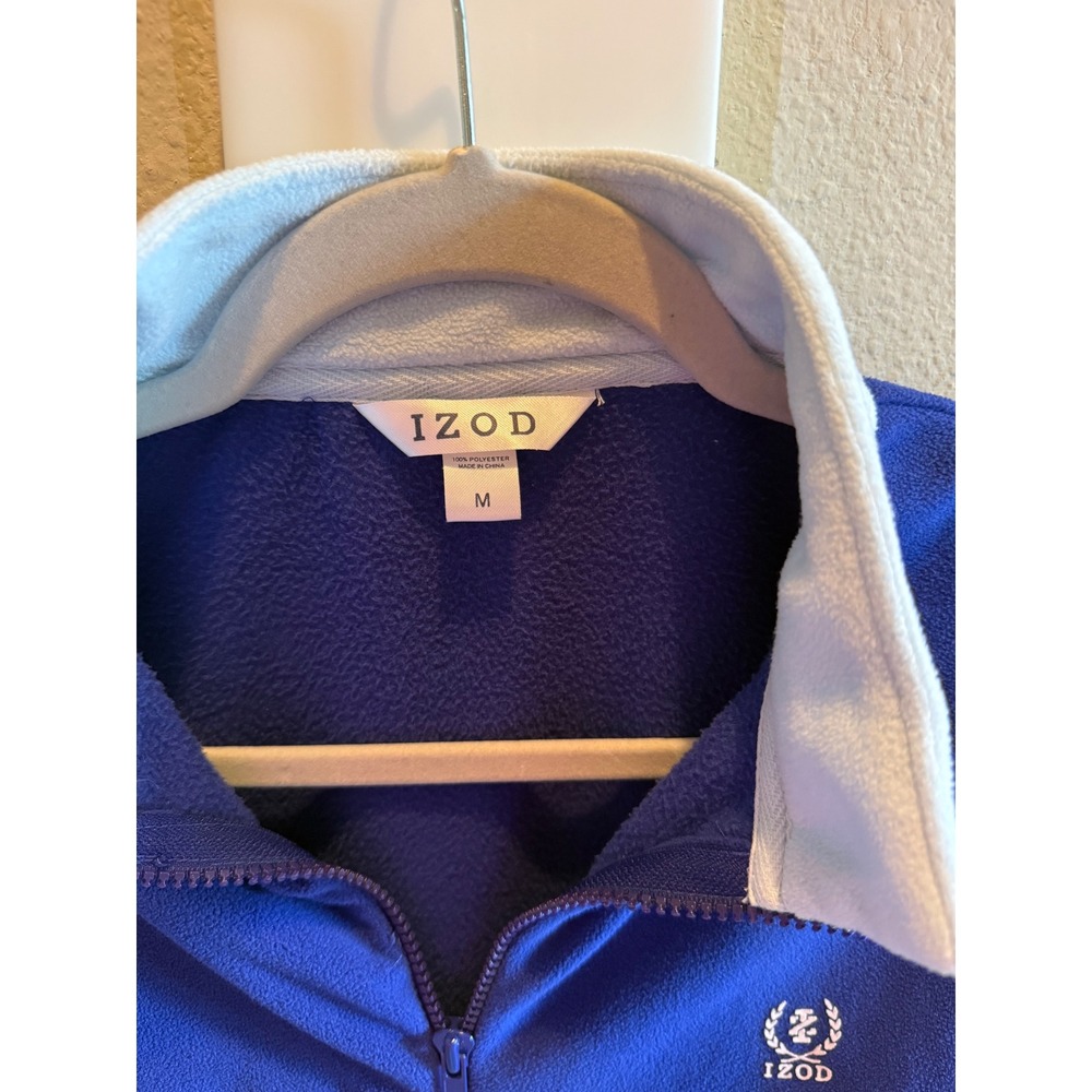 Izod‎ Fleece Full Zip Jacket Royal Blue Light Blue Mock Neck Mens Medium - Picture 3 of 5